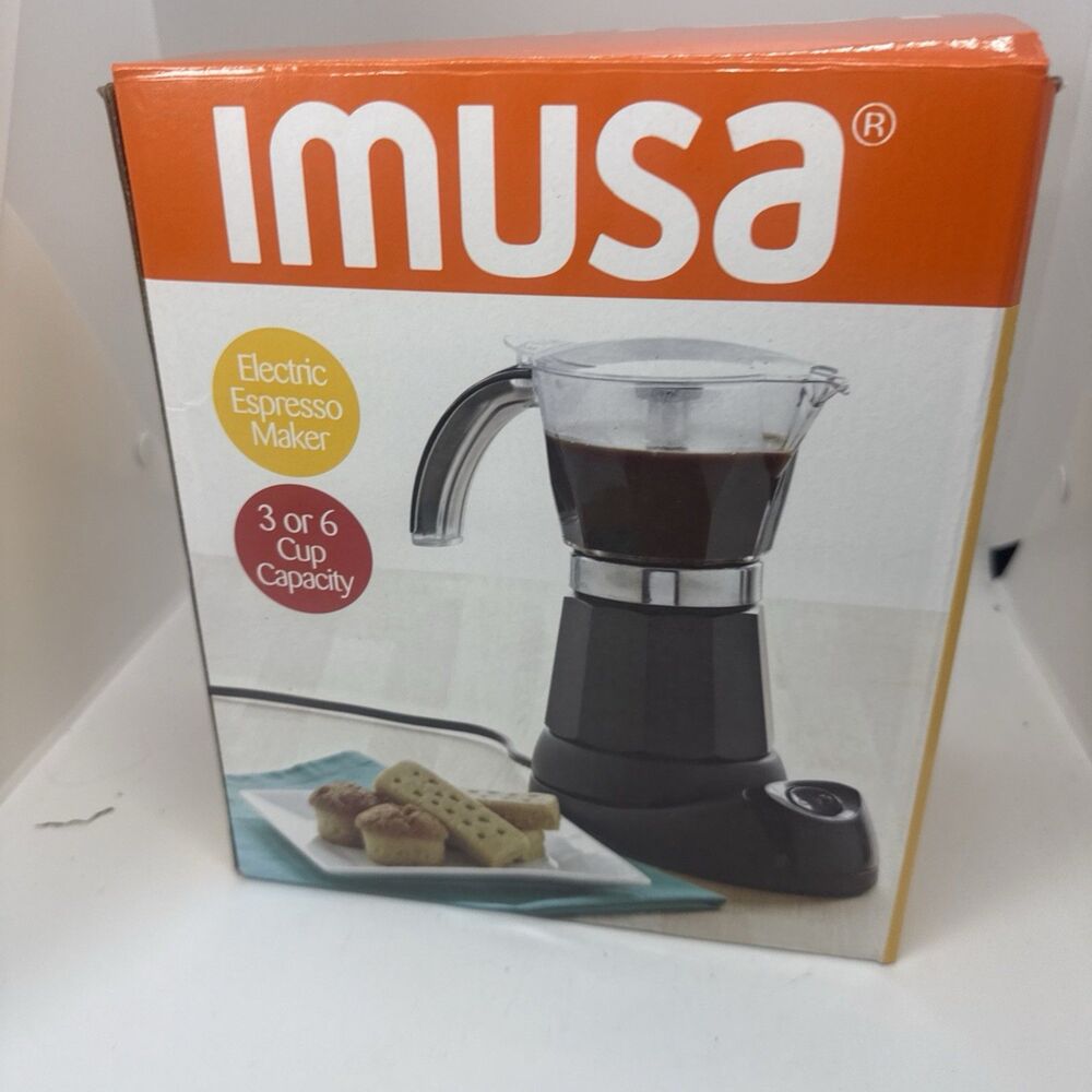 New IMUSA GAU-18231 3-Cup Electric Espresso Maker - Black